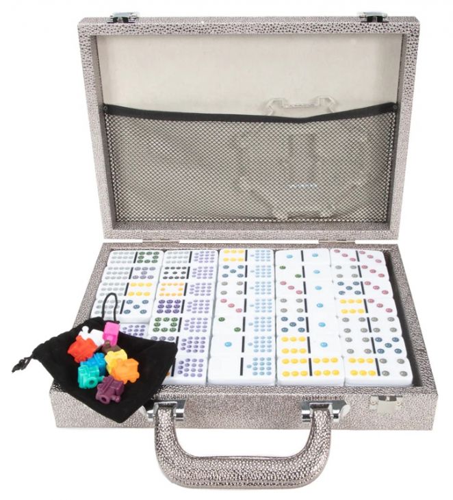 Leather Mexican Train Game Set - Silver main image